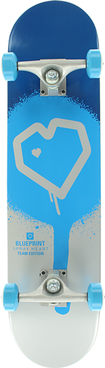 Skate Completo Blueprint Blue Print Spray Heart Blue Silver 7.5"