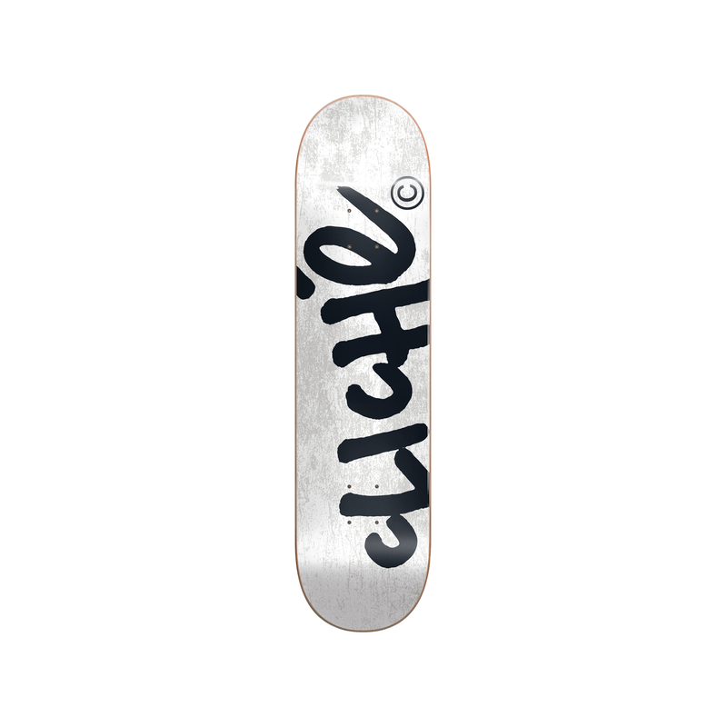 Tabla Cliché Handwritten Deck White Black 8.25" | Legit Skateshop Chile