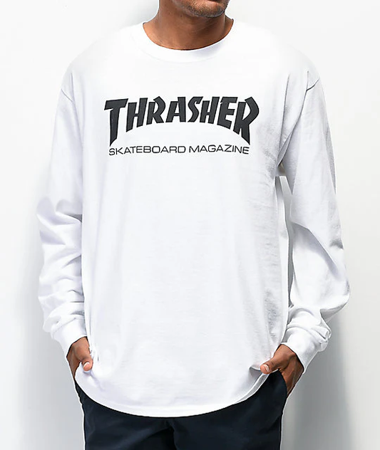 Polera manga larga Thrasher - Skate Mag White