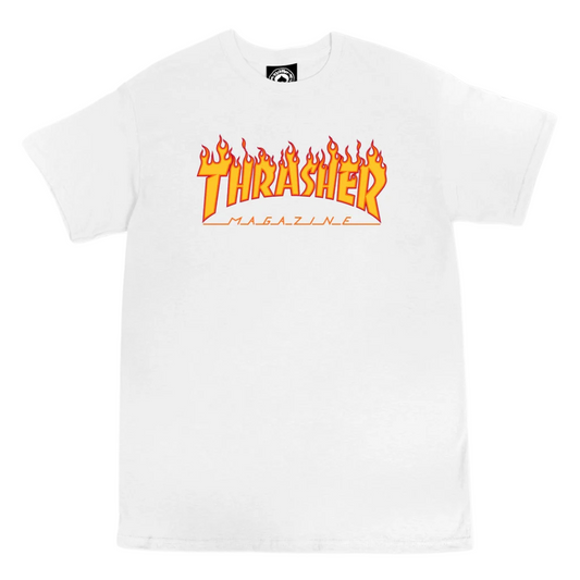 Polera Thrasher - Flame Logo White