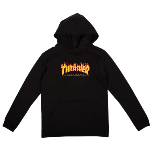 Poleron Thrasher - Canguro Niño Flame Logo Black