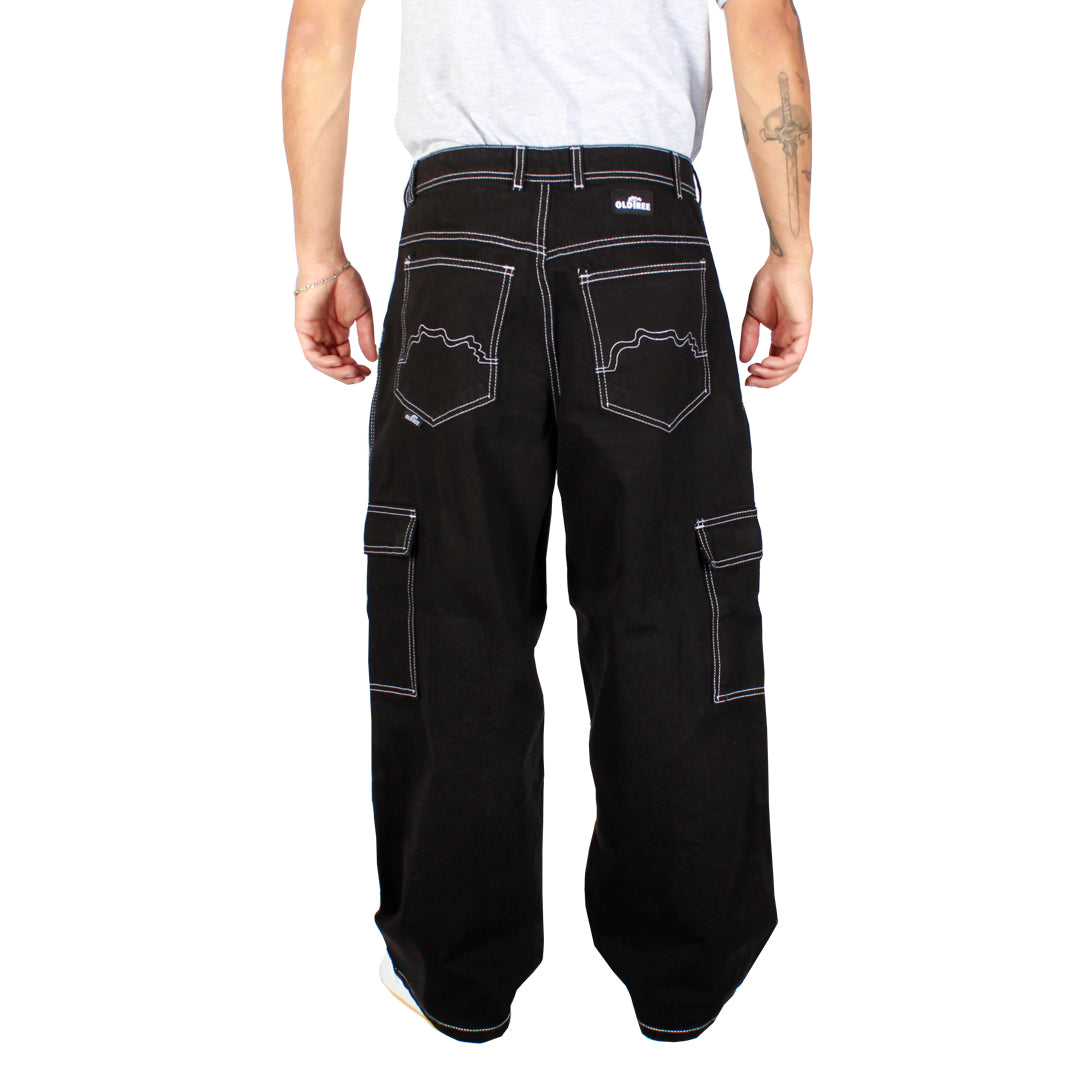 Jeans Cargo Extra Baggy Negro Contrast Old Tree
