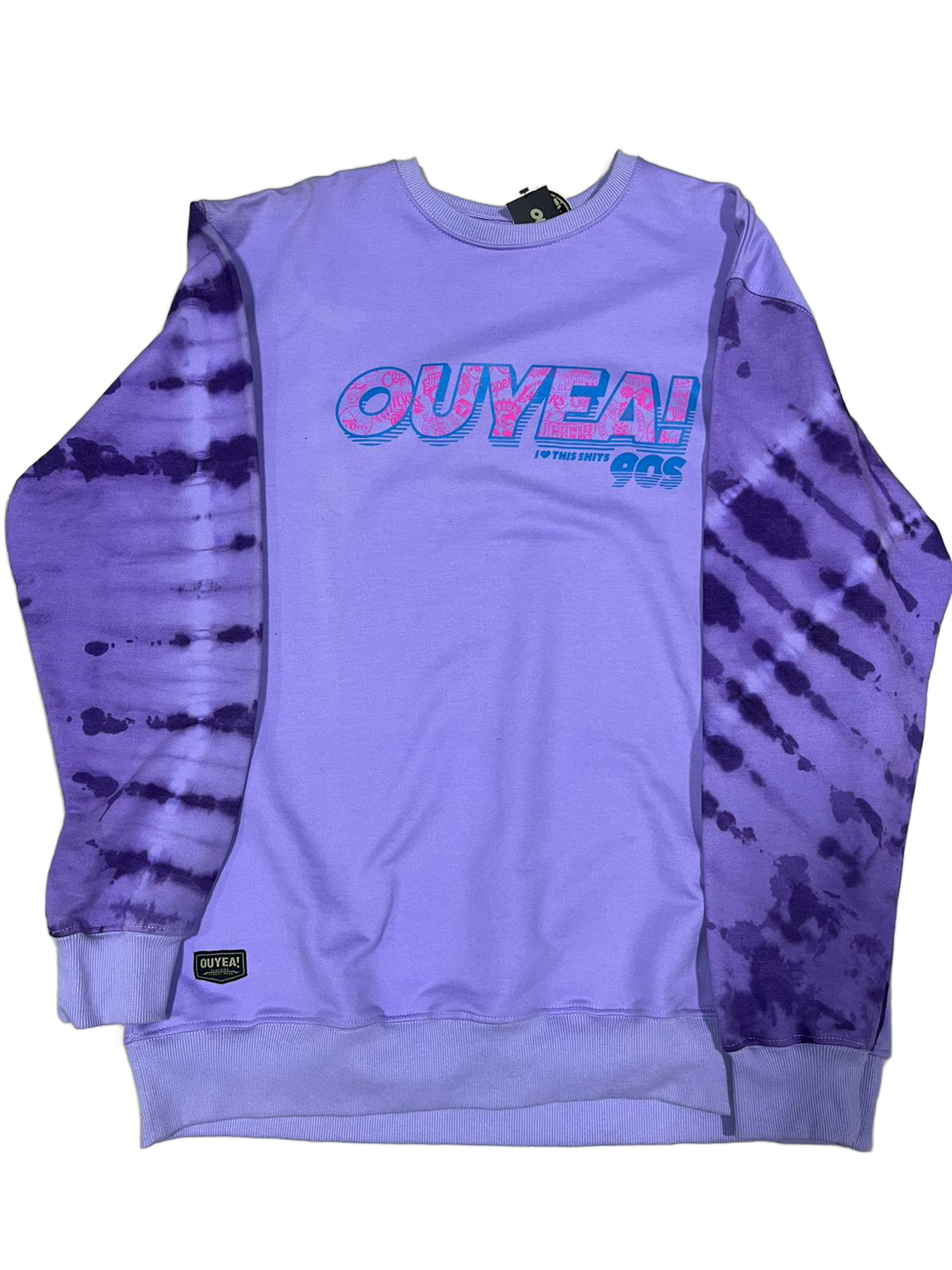 polerón ouyea morado con diseño y logo 90s